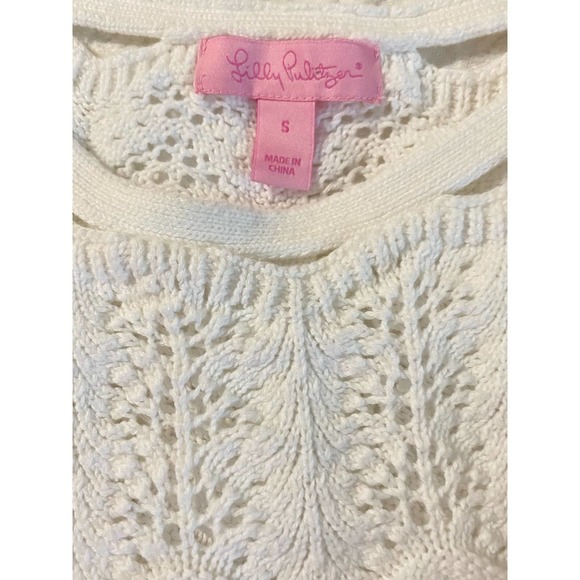 Lilly Pulitzer Brooklyn Sweater tank white fringe cutouts sleeveless cro… - Picture 7 of 10